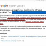 Avisos de Google Search Console para eliminar los intersticiales intrusivos